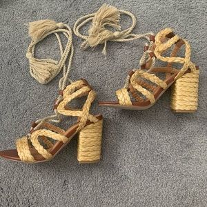Lace up espadrille heel